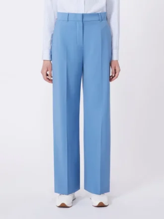 Pantalon palazzo en laine, bleu clair