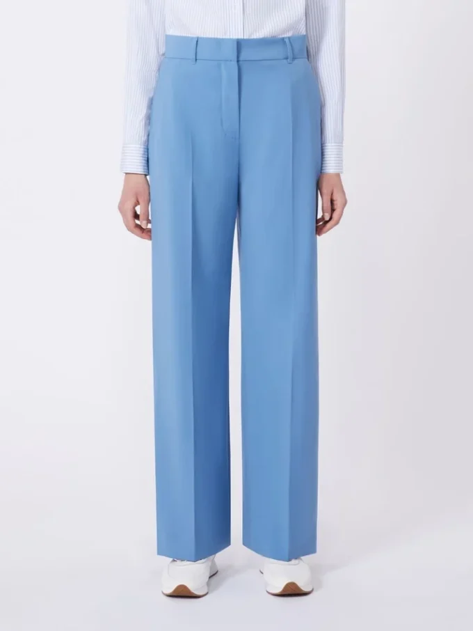 Pantalon palazzo en laine, bleu clair Pantalon palazzo en laine, bleu clair