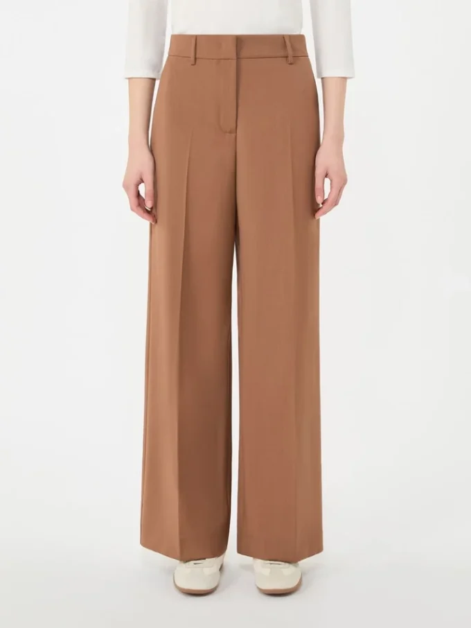 Pantalon palazzo en laine, couleur tabac Pantalon palazzo en laine, couleur tabac