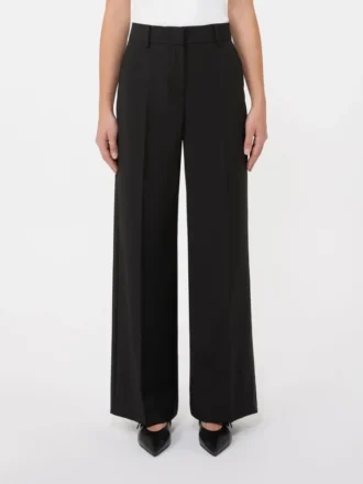 Pantalon palazzo en laine, noir