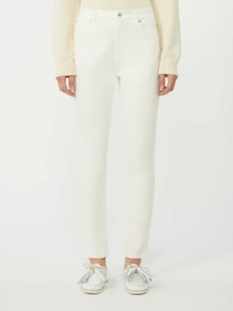 Pantalon slim en coton stretch, blanc