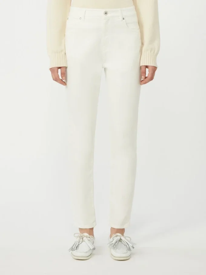Pantalon slim en coton stretch, blanc Pantalon slim en coton stretch, blanc
