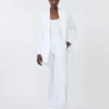 Pantalon slim en crêpe de coton, blanc optique Pantalon slim en crêpe de coton, blanc optique