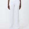 Pantalon slim en crêpe de coton, blanc optique Pantalon slim en crêpe de coton, blanc optique