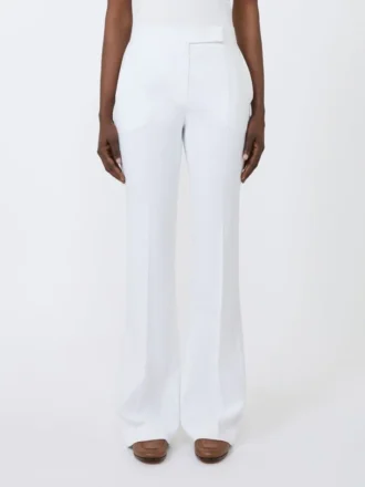 Pantalon slim en crêpe de coton, blanc optique Pantalon slim en crêpe de coton, blanc optique
