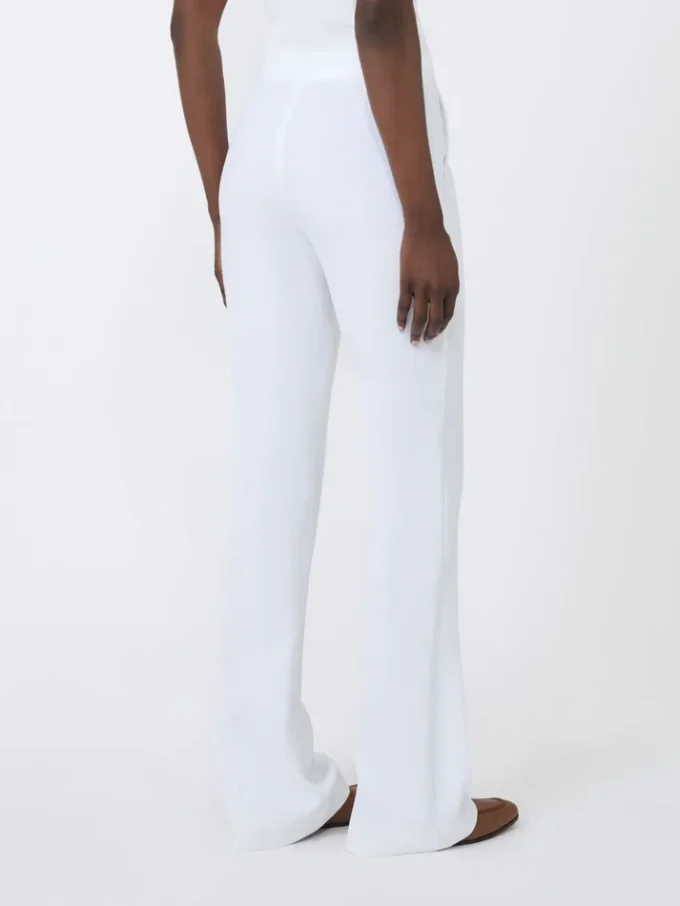 Pantalon slim en crêpe de coton, blanc optique Pantalon slim en crêpe de coton, blanc optique