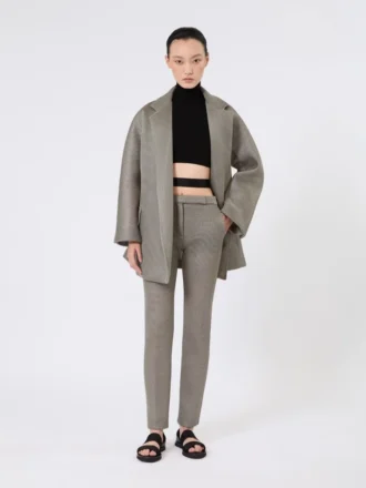 Pantalon slim en jersey maillé, gris moyen Pantalon slim en jersey maillé, gris moyen