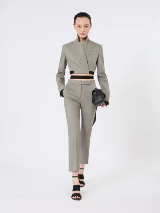 Pantalon slim en laine, mohair et soie, gris moyen