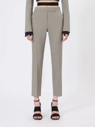 Pantalon slim en laine, mohair et soie, gris moyen