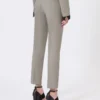 Pantalon slim en laine, mohair et soie, gris moyen Pantalon slim en laine, mohair et soie, gris moyen