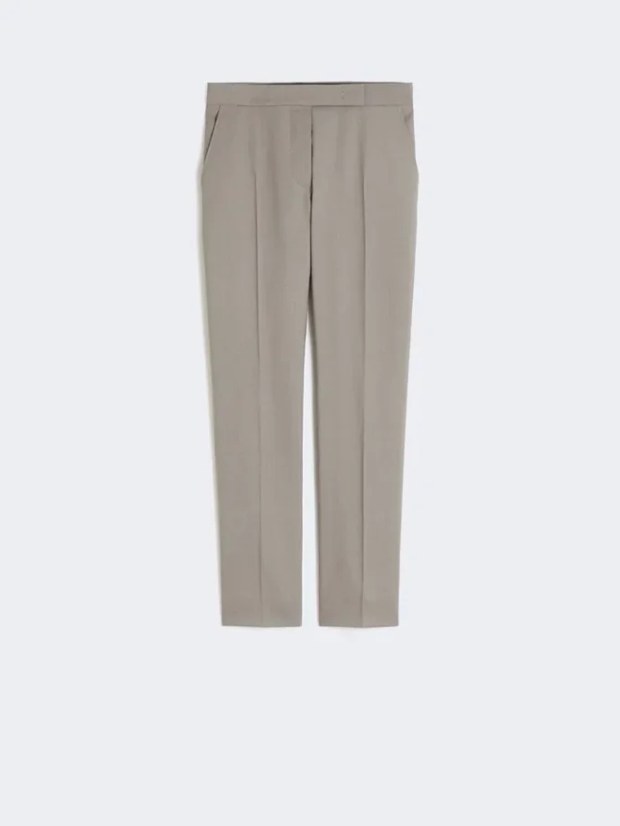 Pantalon slim en laine, mohair et soie, gris moyen Pantalon slim en laine, mohair et soie, gris moyen