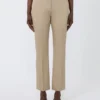 Pantalon slim en satin de coton, kaki Pantalon slim en satin de coton, kaki