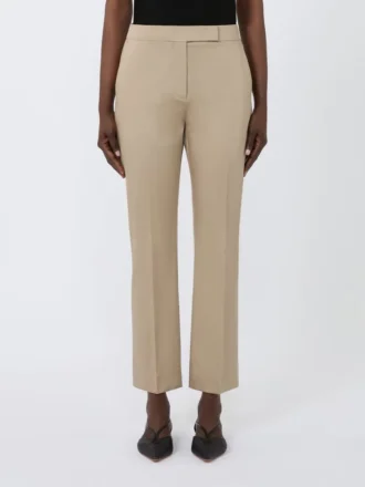 Pantalon slim en satin de coton, kaki
