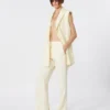 Pantalon évasé ajusté en viscose, ivoire Pantalon évasé ajusté en viscose, ivoire