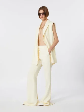 Pantalon évasé ajusté en viscose, ivoire