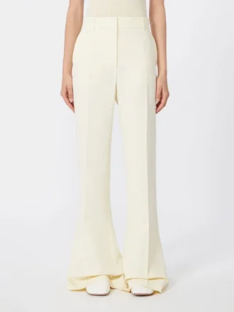 Pantalon évasé ajusté en viscose, ivoire