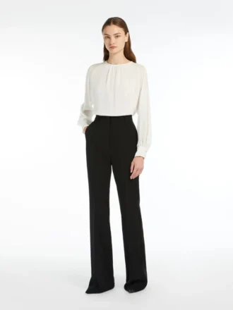 Pantalon évasé en cady, noir