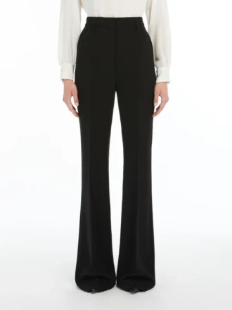 Pantalon évasé en cady, noir