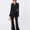 Pantalon évasé en jersey stretch, noir Pantalon évasé en jersey stretch, noir