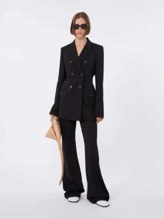 Pantalon évasé en jersey stretch, noir Pantalon évasé en jersey stretch, noir