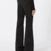 Pantalon évasé en laine à fines rayures, noir Pantalon évasé en laine à fines rayures, noir