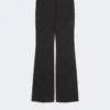 Pantalon évasé en laine à fines rayures, noir Pantalon évasé en laine à fines rayures, noir