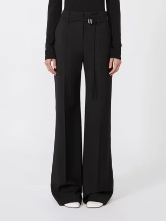 Pantalon évasé en laine stretch, noir Pantalon évasé en laine stretch, noir