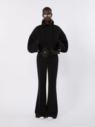 Pantalon évasé en viscose stretch, noir