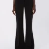 Pantalon évasé en viscose stretch, noir