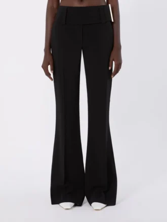 Pantalon évasé en viscose stretch, noir