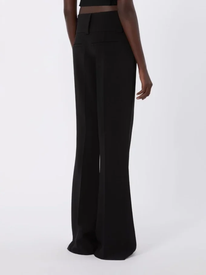Pantalon évasé en viscose stretch, noir