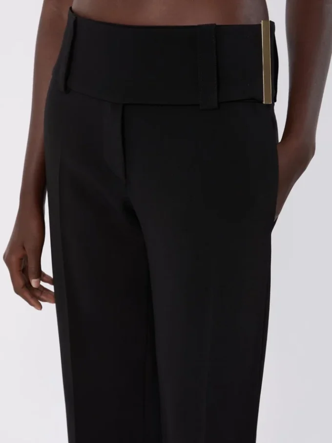 Pantalon évasé en viscose stretch, noir