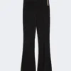 Pantalon évasé en viscose stretch, noir