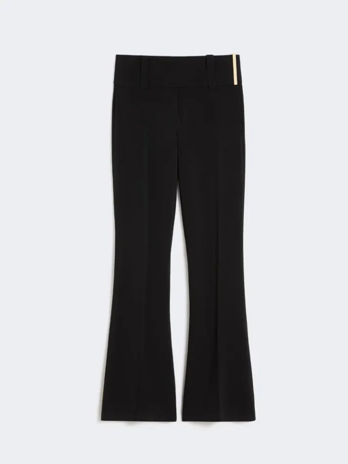 Pantalon évasé en viscose stretch, noir