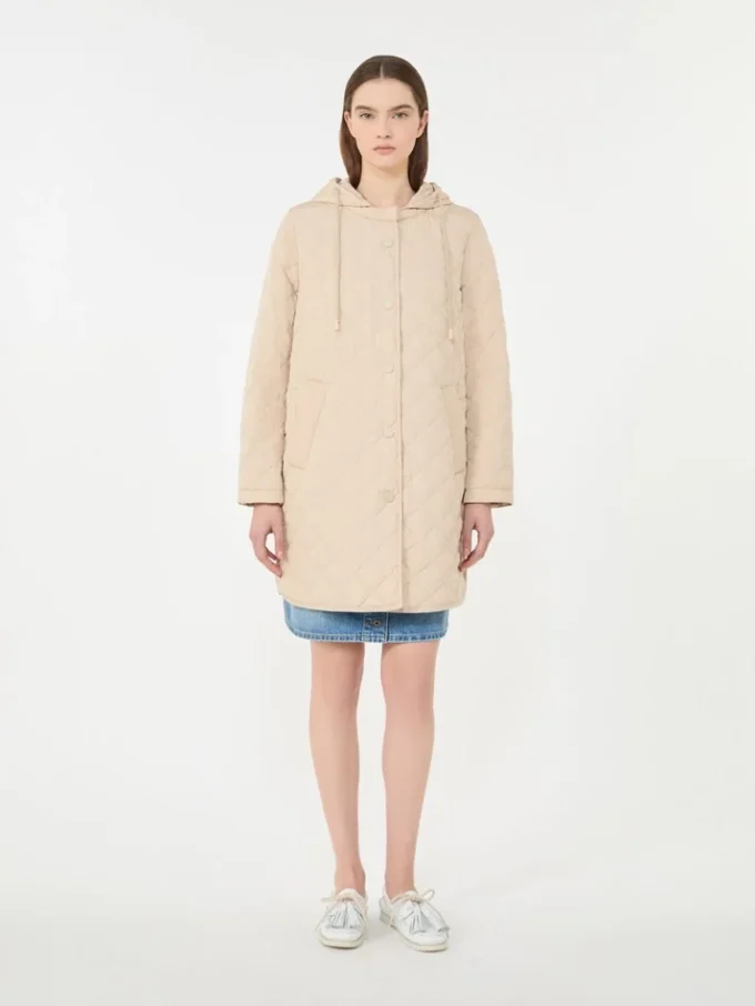 Parka matelassée en tissu déperlant, couleur sable Parka matelassée en tissu déperlant, couleur sable