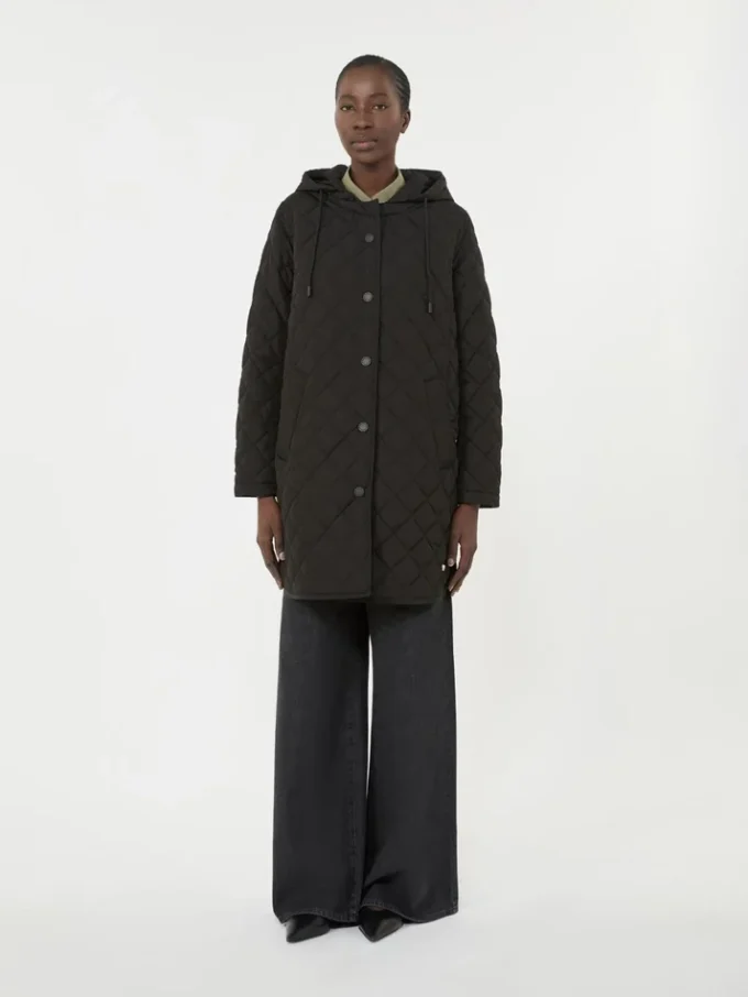 Parka matelassée en tissu déperlant, noir Parka matelassée en tissu déperlant, noir