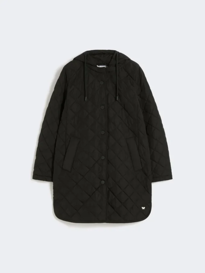 Parka matelassée en tissu déperlant, noir Parka matelassée en tissu déperlant, noir