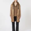 Parka matelassée en toile déperlante, couleur camel