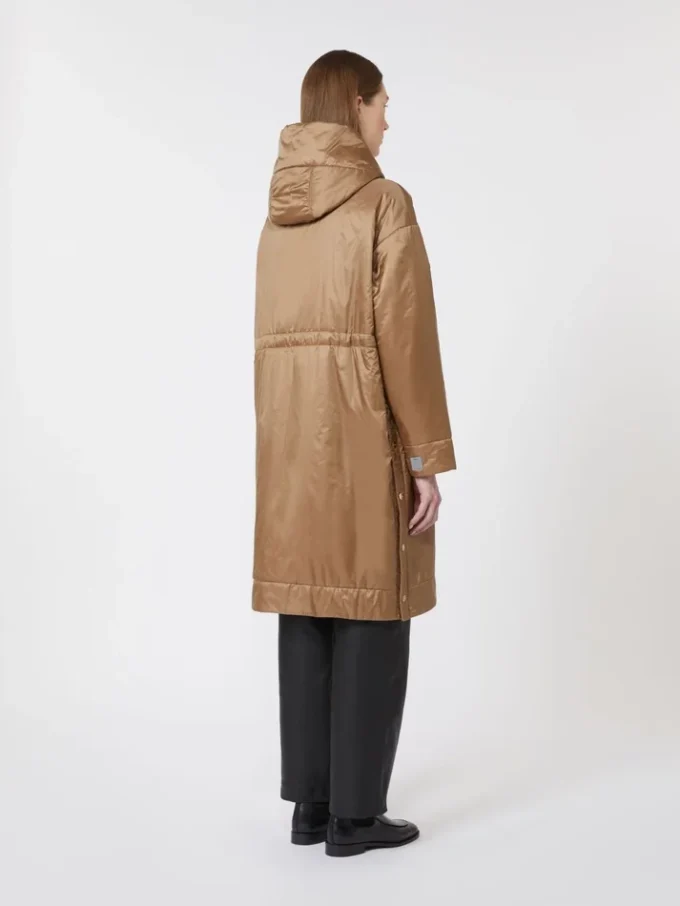 Parka matelassée en toile déperlante, couleur camel