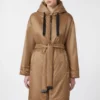 Parka matelassée en toile déperlante, couleur camel