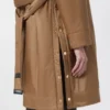 Parka matelassée en toile déperlante, couleur camel