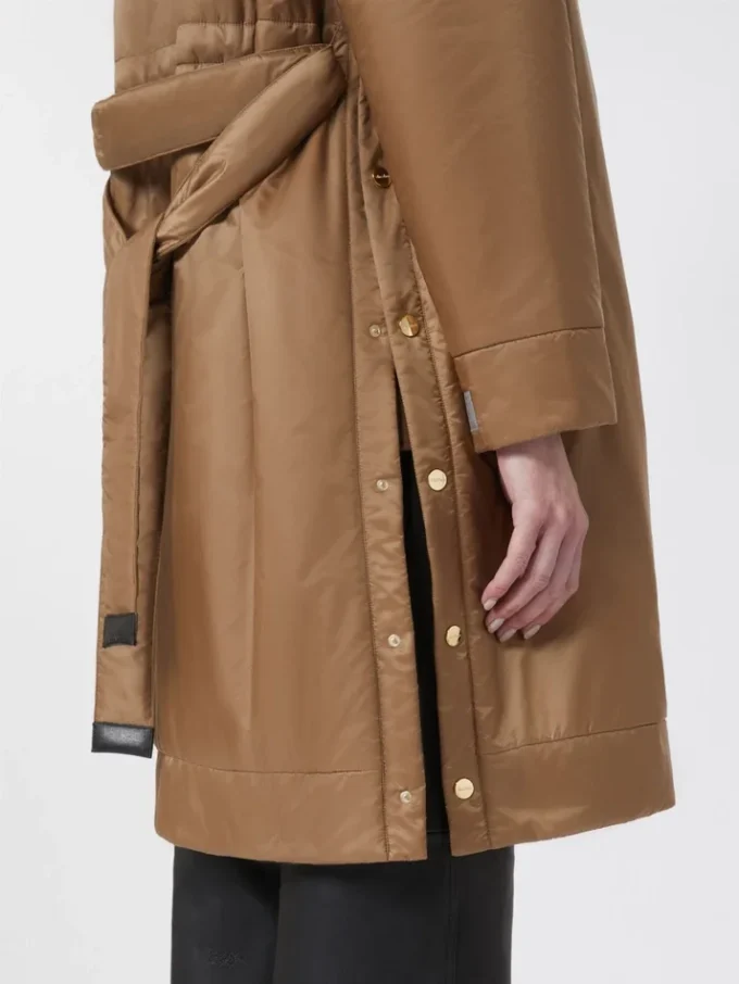 Parka matelassée en toile déperlante, couleur camel
