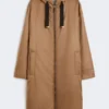 Parka matelassée en toile déperlante, couleur camel