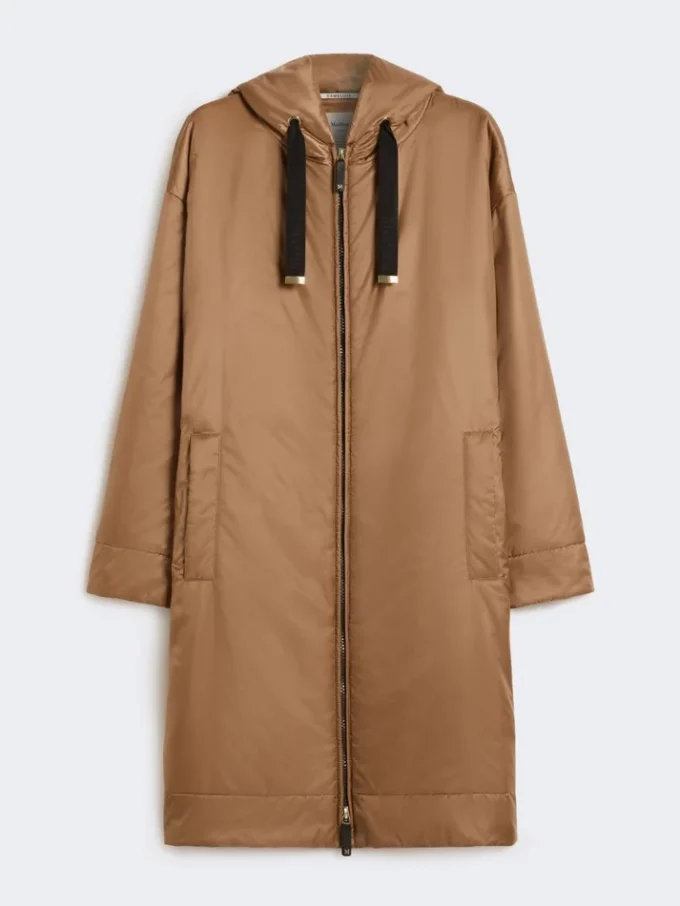 Parka matelassée en toile déperlante, couleur camel