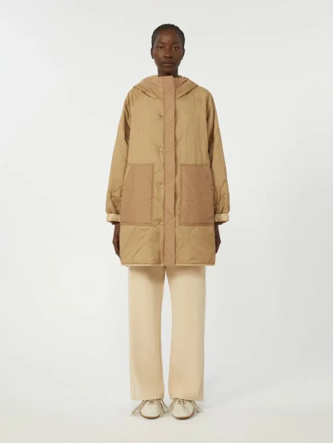 Parka matelassée réversible en toile déperlante, beige Parka matelassée réversible en toile déperlante, beige