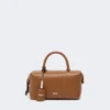Petit sac bowler en cuir naturel, brun ambré