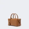 Petit sac bowler en cuir naturel, brun ambré