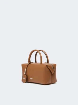 Petit sac bowler en cuir naturel, brun ambré
