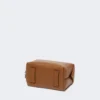 Petit sac bowler en cuir naturel, brun ambré