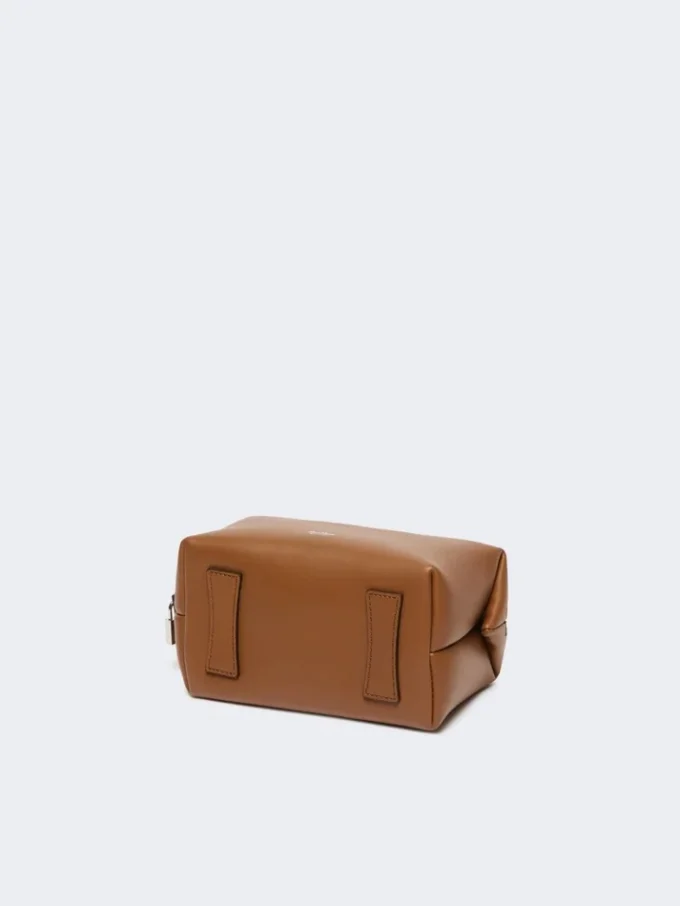 Petit sac bowler en cuir naturel, brun ambré